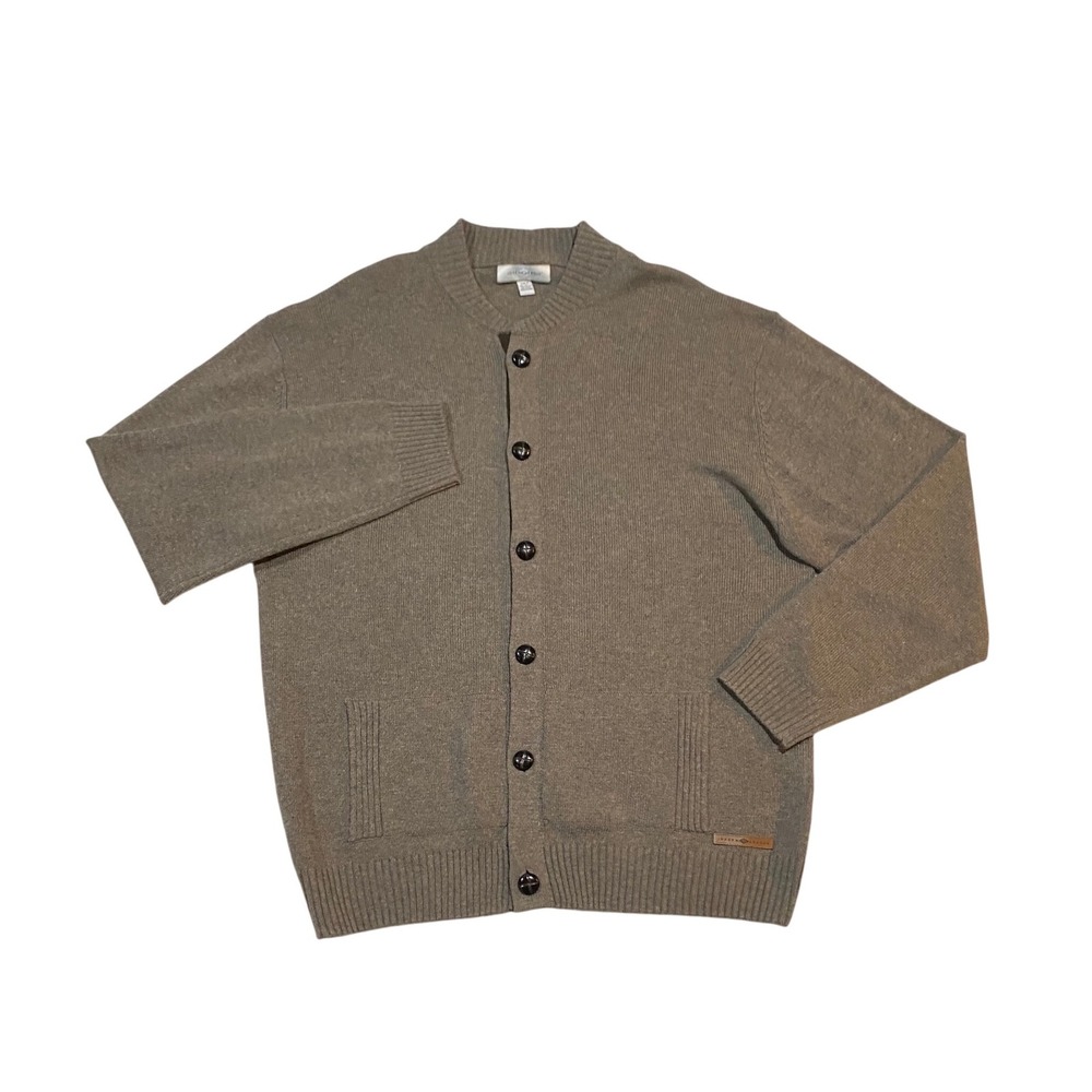 Joseph Abboud Mens 2XLT Taupe Brown Wool Blend Button Front Cardigan Sweater